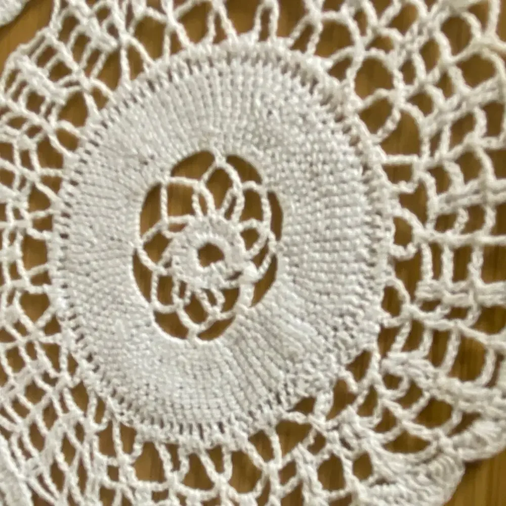 Vintage Handmade Crochet Floral Medallion Doily 11